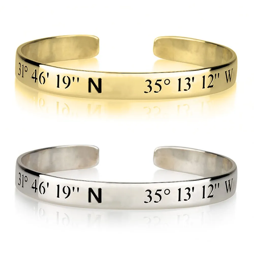 Gold & Silver Personalized Longitude and Latitude Bracelet - FKJBRLU6264