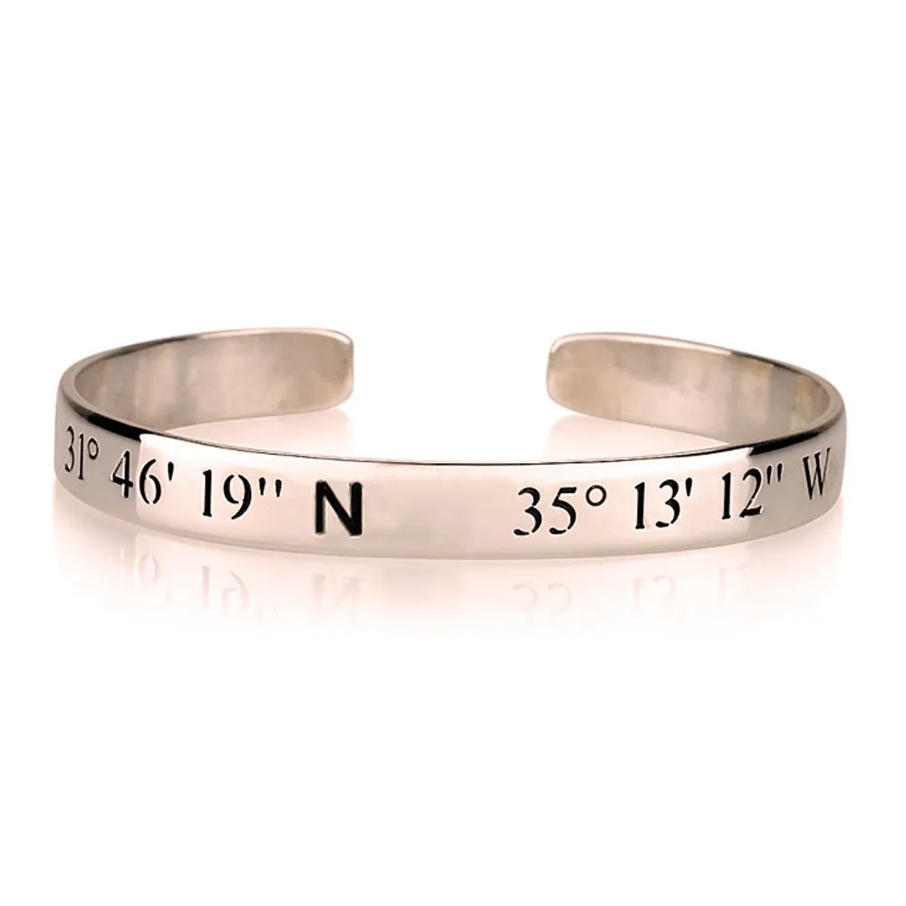 Gold & Silver Personalized Longitude and Latitude Bracelet - FKJBRLU6264