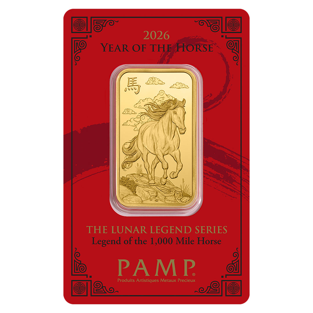 Pamp Suisse Lunar Legends 2026 Year of the Horse 1 Ounce Gold Bar 24KT - FKJGBR24K6895