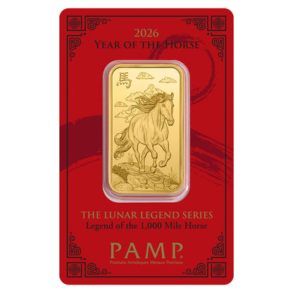 Pamp Suisse Lunar Legends 2026 Year of the Horse 1 Ounce Gold Bar 24KT - FKJGBR24K6895