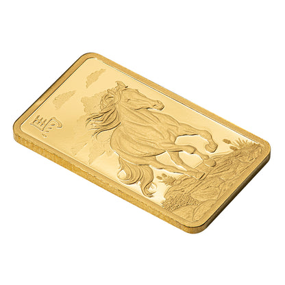 سبيكة ذهب PAMP Suisse من مجموعة «أساطير القمر» لعام 2026، بتصميم عام الحصان، بوزن 5 جرام عيار 24 قيراط – FKJGBR24K6894