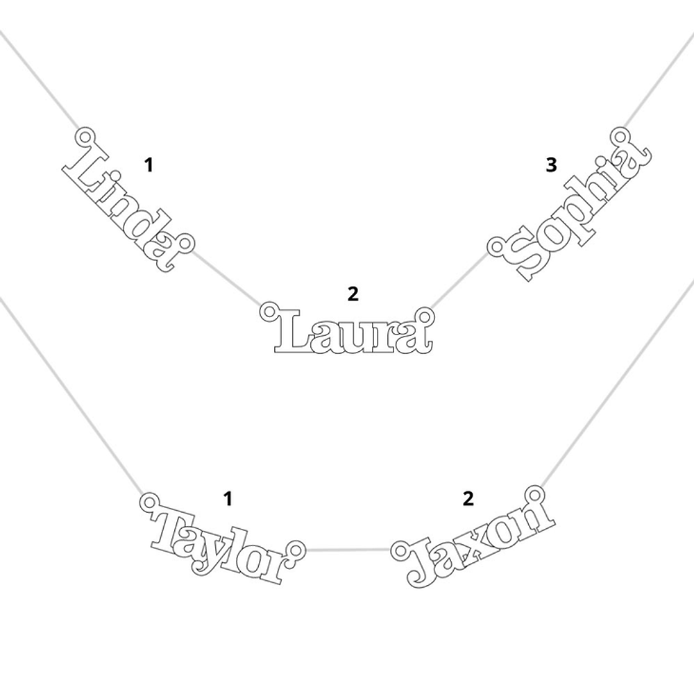 Gold & Silver Personalized Multi Name Necklace - FKJNKLU6152