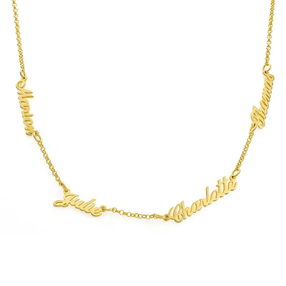 Gold & Silver Personalized Multi Name Necklace - FKJNKLU6152