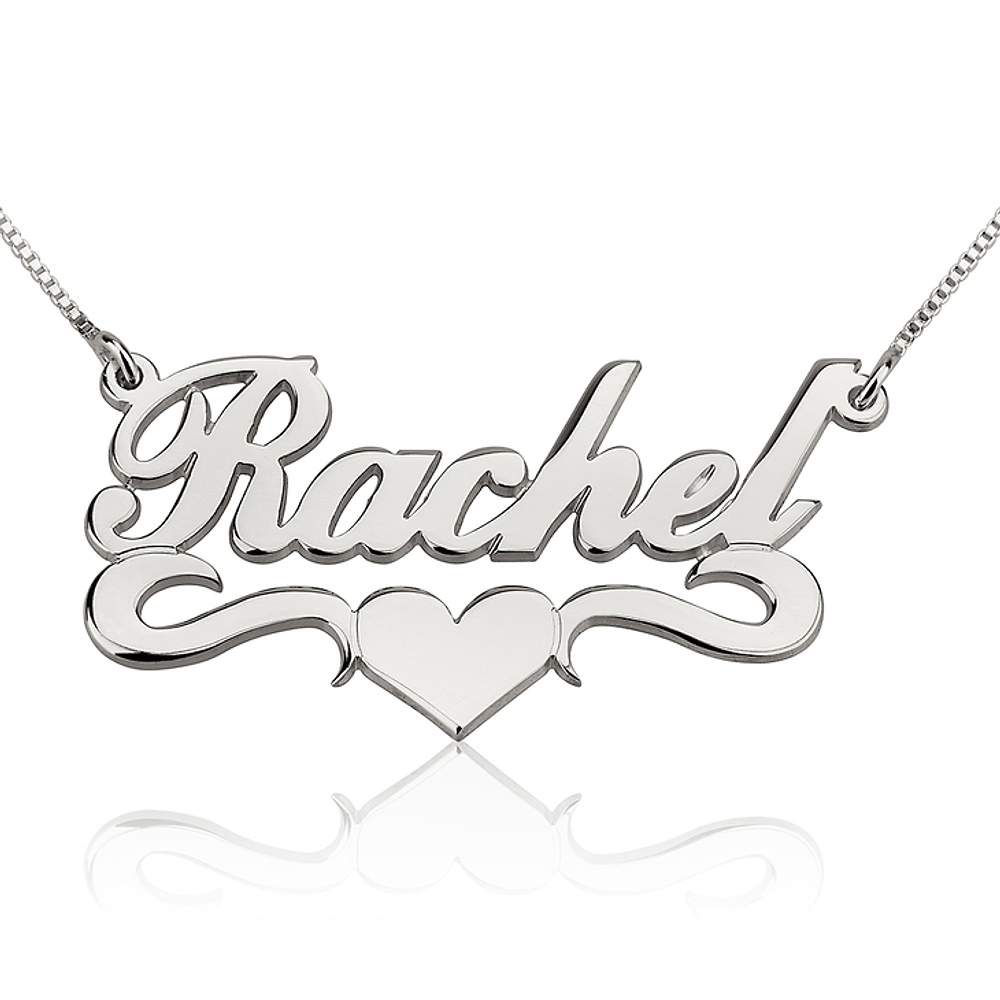 Gold & Silver Personalized Name Necklace with Heart - FKJNKLU6164