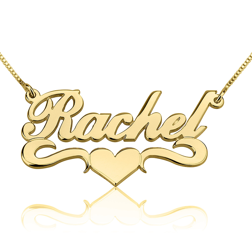 Gold & Silver Personalized Name Necklace with Heart - FKJNKLU6164