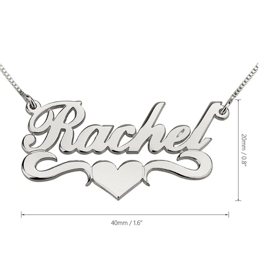 Gold & Silver Personalized Name Necklace with Heart - FKJNKLU6164