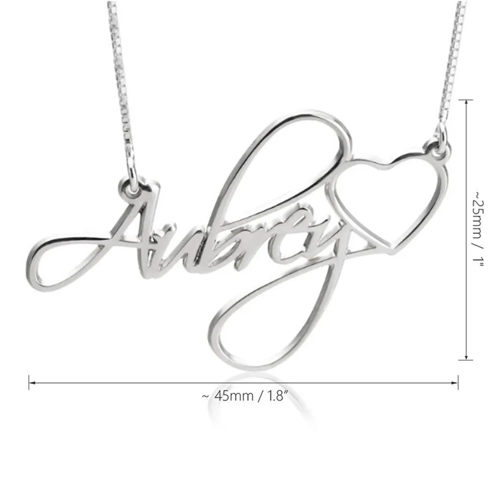 Gold & Silver Personalized Name with Heart Necklace - FKJNKLU6171
