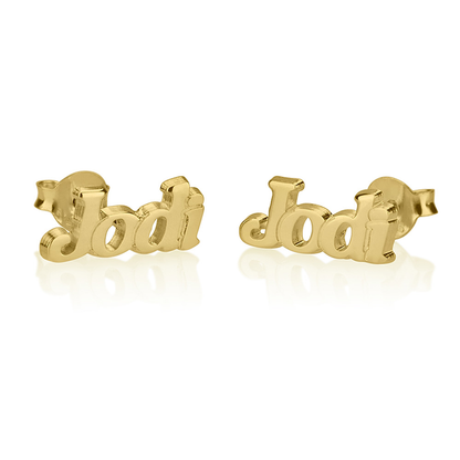 Gold & Silver Personalized Name Stud Earrings - FKJERNU6246