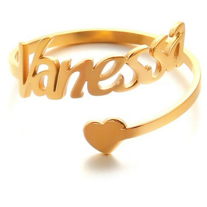 Gold & Silver Personalized Name Ring with Heart - FKJRNU6242