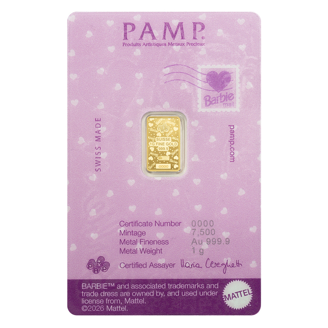 Pamp Suisse Barbie™ 1 Gram Gold Bar 24KT - FKJGBR24K6884