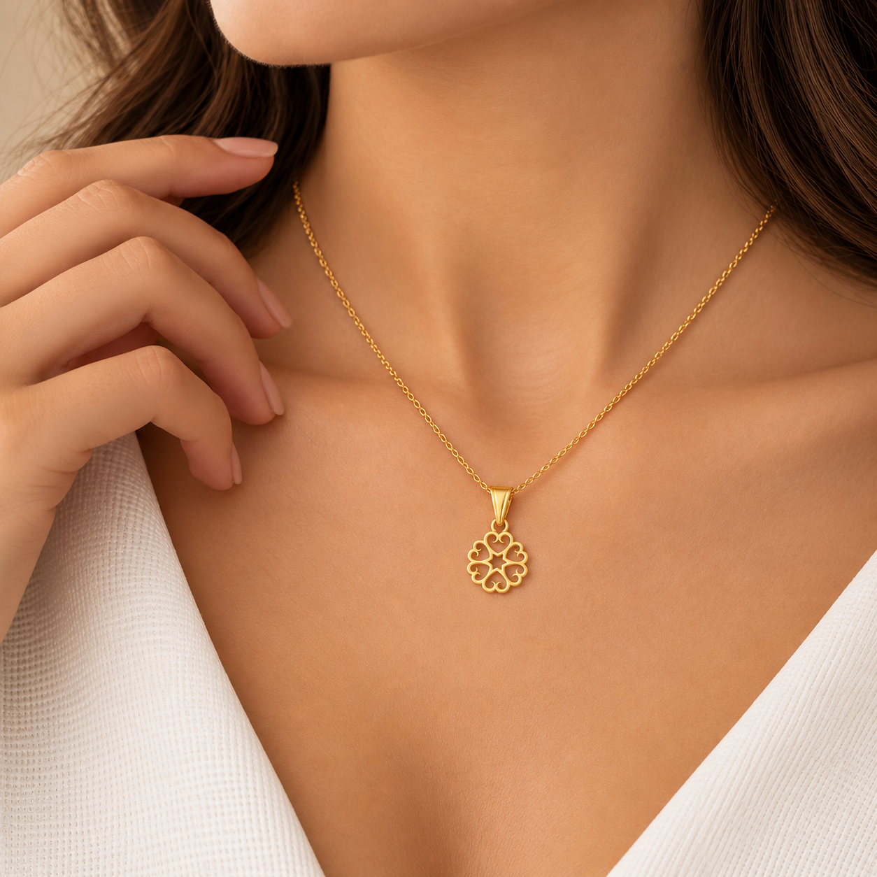 Gold Flower Pendant 18KT - FKJPND18KU1049