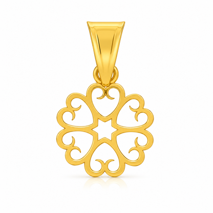 Gold Flower Pendant 18KT - FKJPND18KU1049
