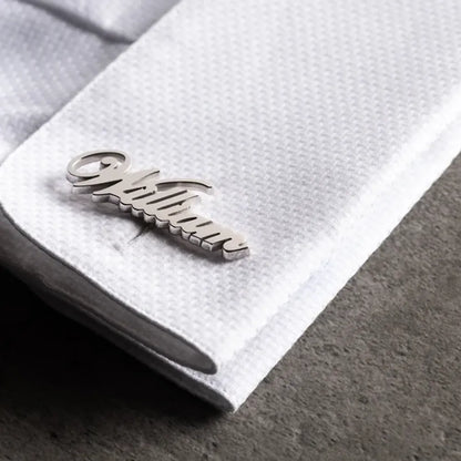Gold & Silver Personalised Name Cutting Cufflink - FKJCFLU6279