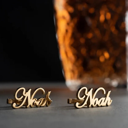 Gold & Silver Personalised Name Cutting Cufflink - FKJCFLU6279
