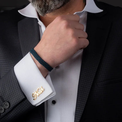 Gold & Silver Personalised Name Cutting Cufflink - FKJCFLU6279