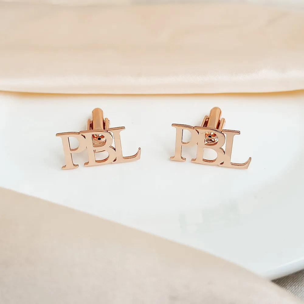 Gold & Silver Personalised Name Cutting Cufflink - FKJCFLU6279