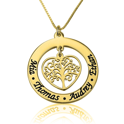Gold & Silver Personalized Family Tree Necklace - FKJNKLU6219