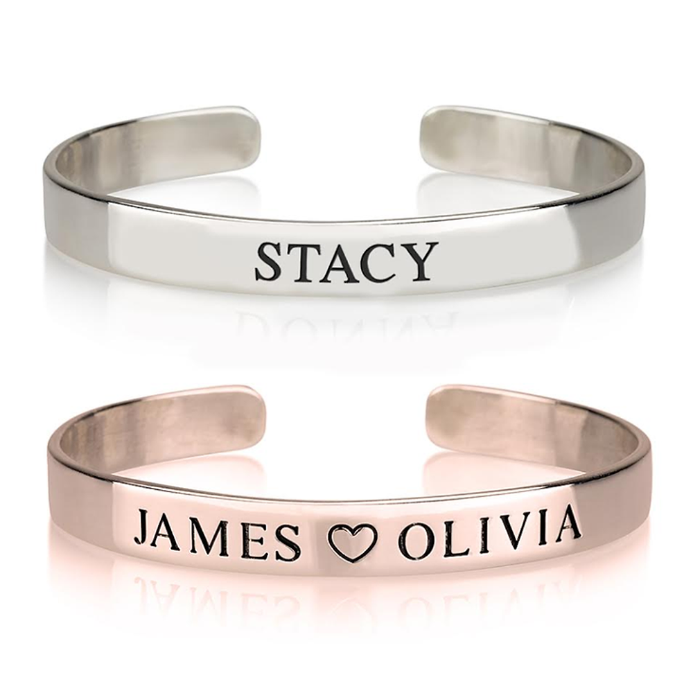 Gold & Silver Personalized Name Bangle Bracelet - FKJBRLU6258