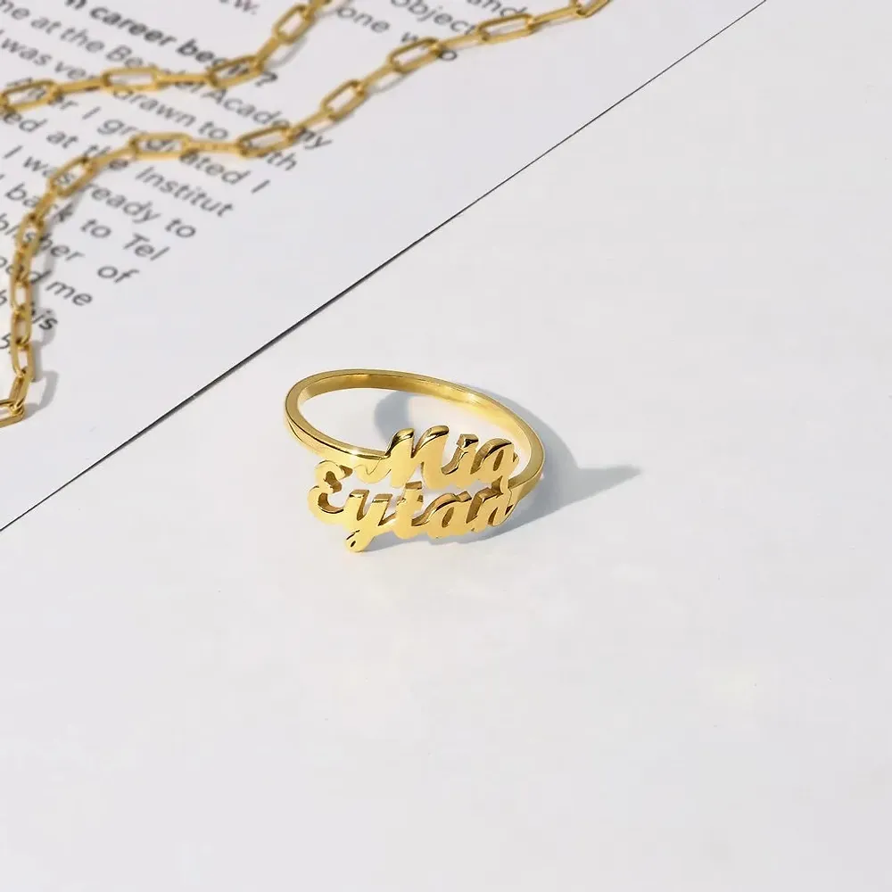 Gold & Silver Personalized Two Names Ring - FKJRNU6222