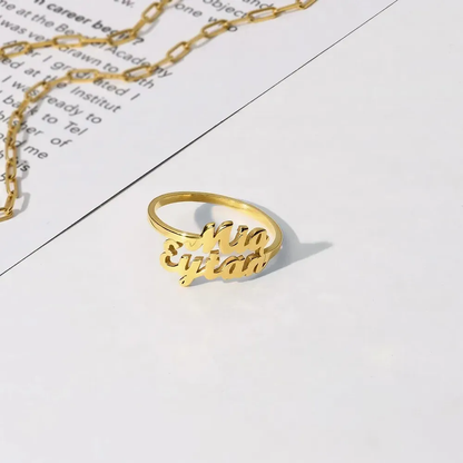Gold & Silver Personalized Two Names Ring - FKJRNU6222