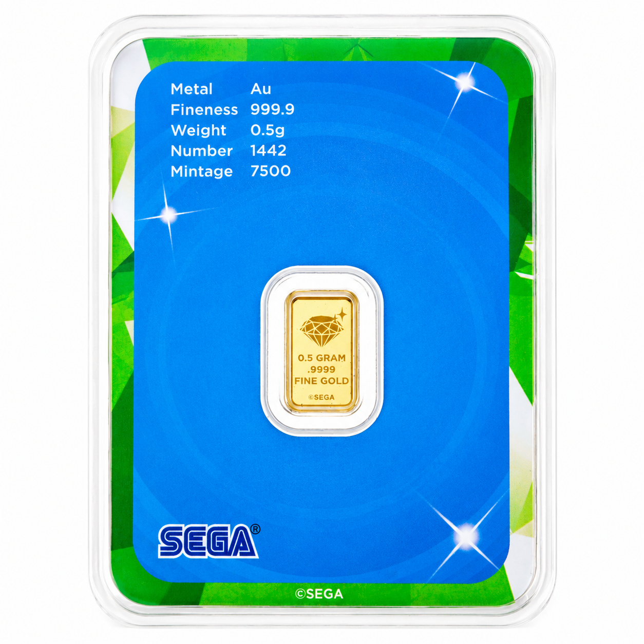 سبيكة ذهب Sega Sonic The Hedgehog بوزن 0.5 جرام، عيار 24 قيراط – FKJGBR24K7028