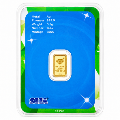 سبيكة ذهب Sega Sonic The Hedgehog بوزن 0.5 جرام، عيار 24 قيراط – FKJGBR24K7028