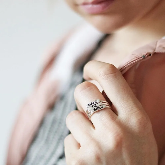 Gold & Silver Personalized Stackable Ring with Name - FKJRNU6232