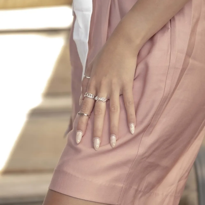 Gold & Silver Personalized Stackable Ring with Name - FKJRNU6232