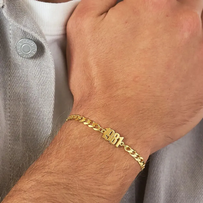 Gold & Silver Personalized Thick Chain Name Bracelet in Sterling - FKJBRLU6257