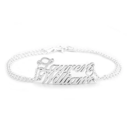 Gold & Silver Personalized Two Name Bracelet With Heart - FKJBRLU6261