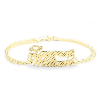 Gold & Silver Personalized Two Name Bracelet With Heart - FKJBRLU6261