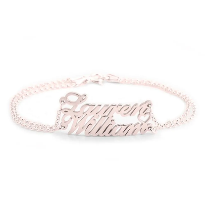 Gold & Silver Personalized Two Name Bracelet With Heart - FKJBRLU6261