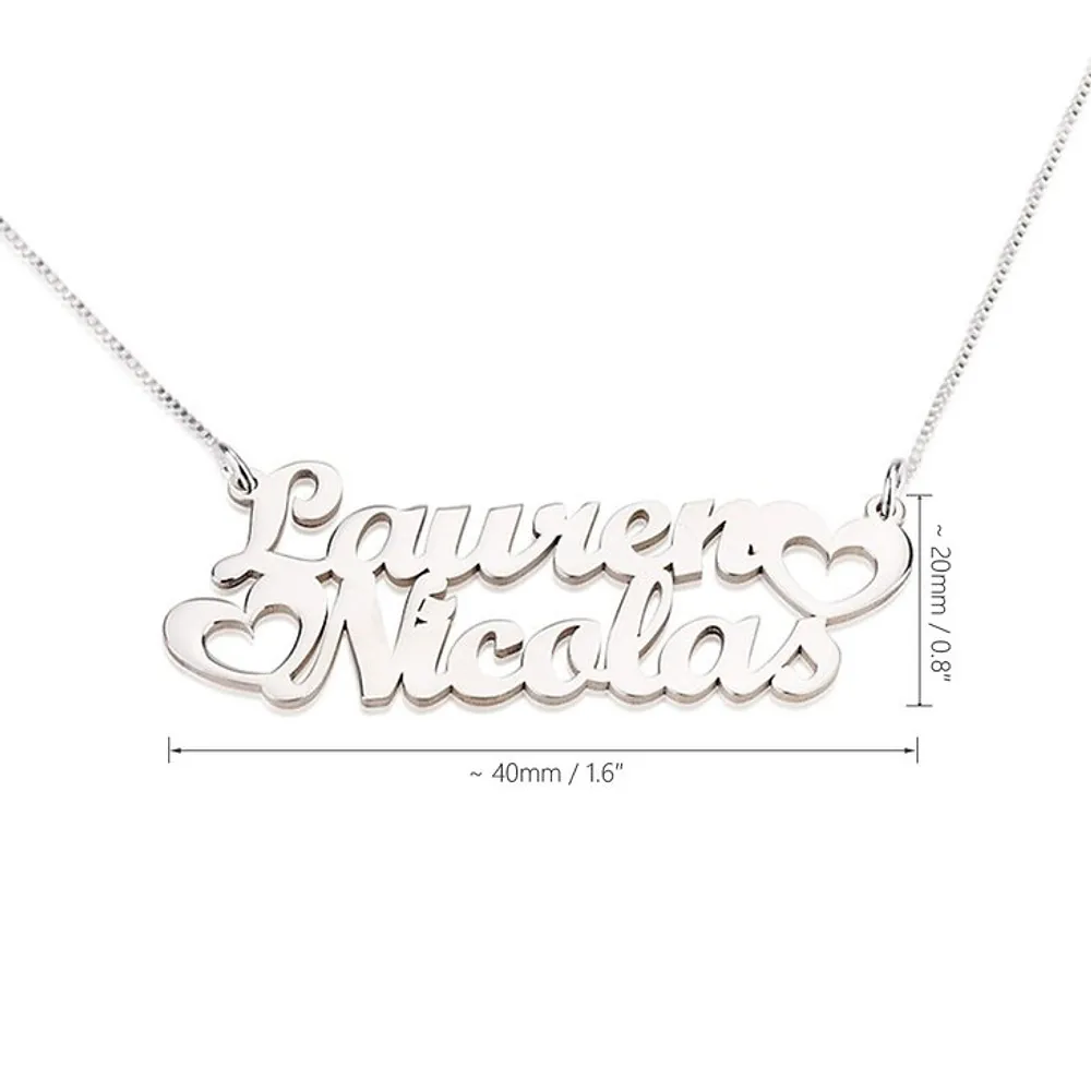 Gold & Silver Personalized Two Name with Heart Necklace - FKJNKLU6174