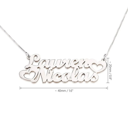 Gold & Silver Personalized Two Name with Heart Necklace - FKJNKLU6174