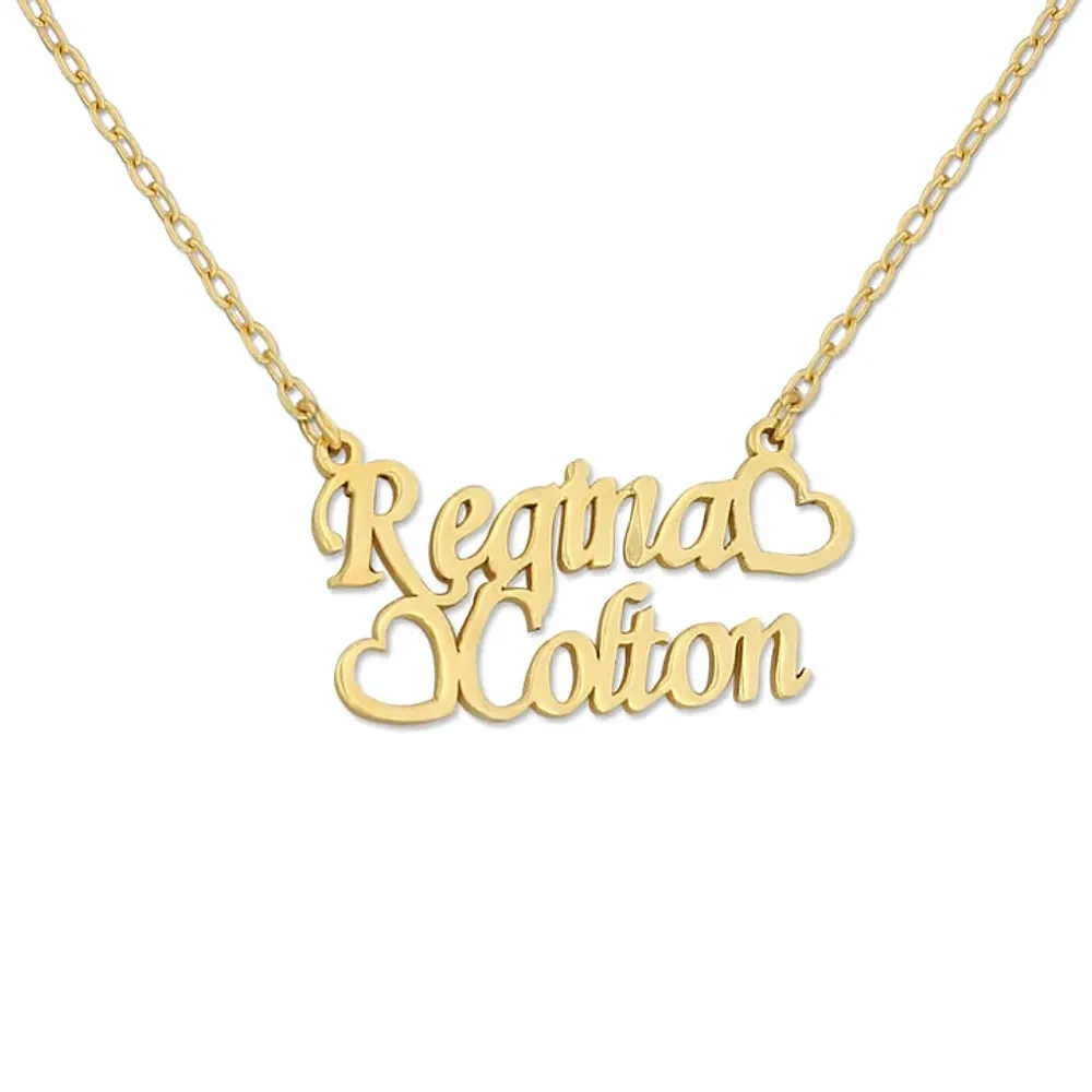 Gold & Silver Personalized Two Name with Heart Necklace - FKJNKLU6174