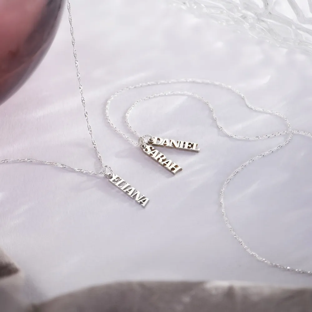 Gold & Silver Personalized Vertical Name Necklace - FKJNKLU6180