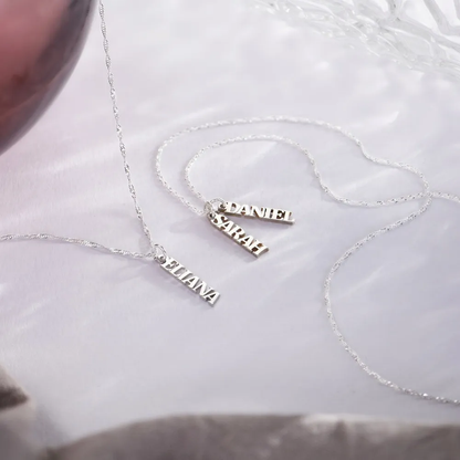 Gold & Silver Personalized Vertical Name Necklace - FKJNKLU6180
