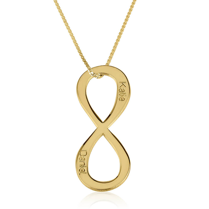 Gold & Silver Personalized Vertical Two Names Infinity Necklace - FKJNKLU6168