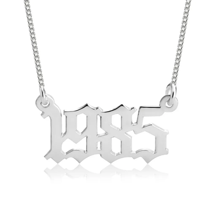 Gold & Silver Personalized Year Name Necklace - FKJNKLU6165
