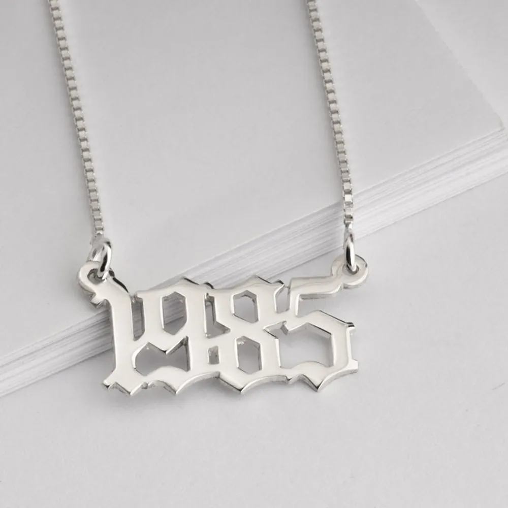 Gold & Silver Personalized Year Name Necklace - FKJNKLU6165
