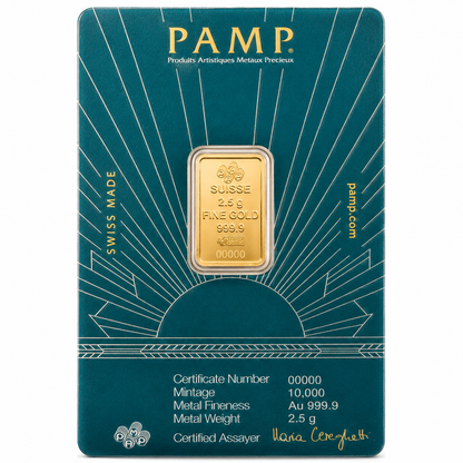 سبيكة ذهب PAMP Suisse بتصميم سيدة الحرية بوزن 2.5 جرام عيار 24 قيراط – FKJGBR24K6955
