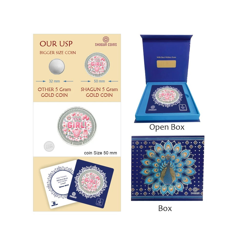 عملة فضية ملونة بوزن 5 جرام بمناسبة مولودة بنت – FKJCONSL6984
