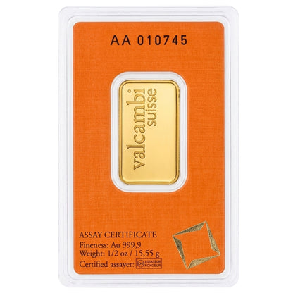 Valcambi Suisse 0.5 Ounce Fine Gold 999.9 Purity 24KT - FKJGBR24K6974
