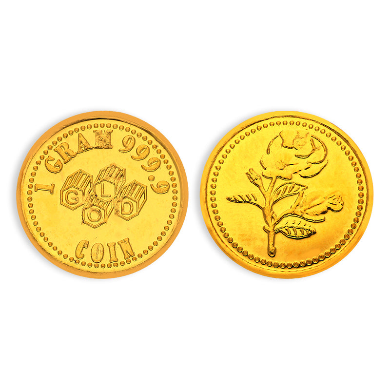 Gold 1 Gram Coin 24KT 999.9 Purity - FKJCON24KU6074