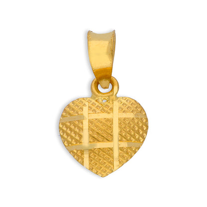 Gold Heart Shaped Pendant Set (Necklace and Earrings) 21KT - FKJNKLST21KU6072