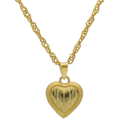 Gold Heart Pendant Set (Necklace and Earrings) 18KT - FKJNKLST1713