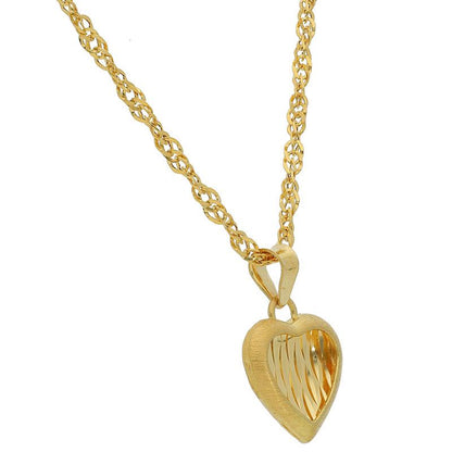 Gold Heart Pendant Set (Necklace and Earrings) 18KT - FKJNKLST1713