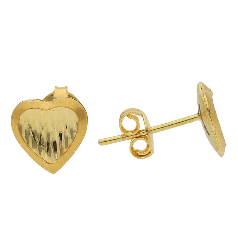 Gold Heart Pendant Set (Necklace and Earrings) 18KT - FKJNKLST1713