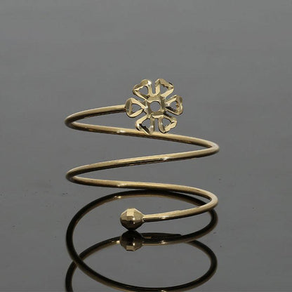 Gold Spiral Ring with Flower in 18KT - FKJRN18K2173