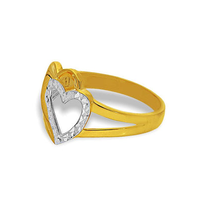 Gold Twin Hearts Ring in 18KT - FKJRN18K2171